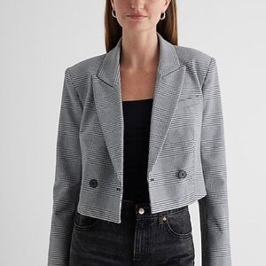 EXPRESS Plaid Double Breasted Cropped Blazer | Large
